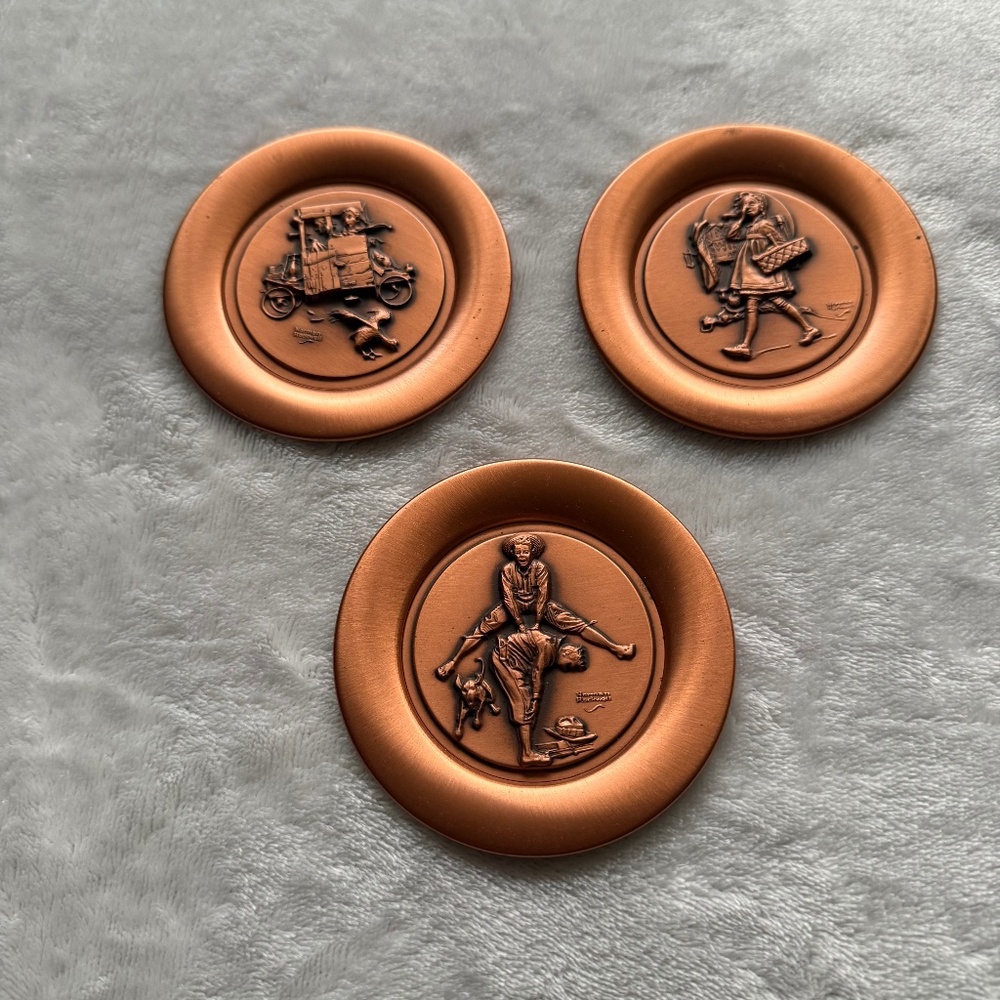 Norman Rockwell Small Decorative Copper Collectable Plates